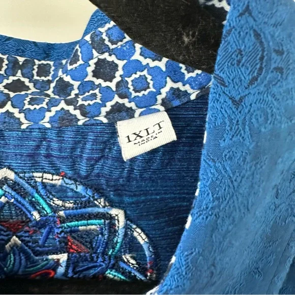 Robert Graham Cullen Blue Jacquard Flip Cuff Dress Shirt, NWOT, Size 1XLT - Picture 4 of 12